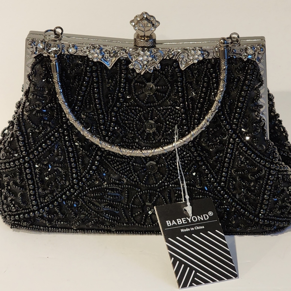Babeyond NWT 1920"s Style Black Sequin Purse